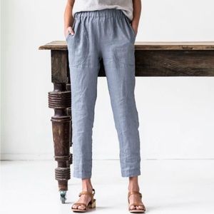 Not Perfect Linen - GENOVA tapered linen pants, Size M, Slate Blue